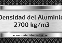 Densidad del Aluminio kg m3